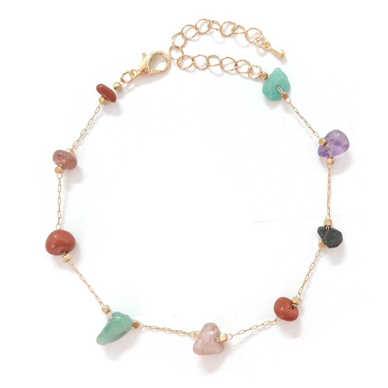 Bracelet de Cheville Agate – Éclat Coloré, Matière Mystérieuse