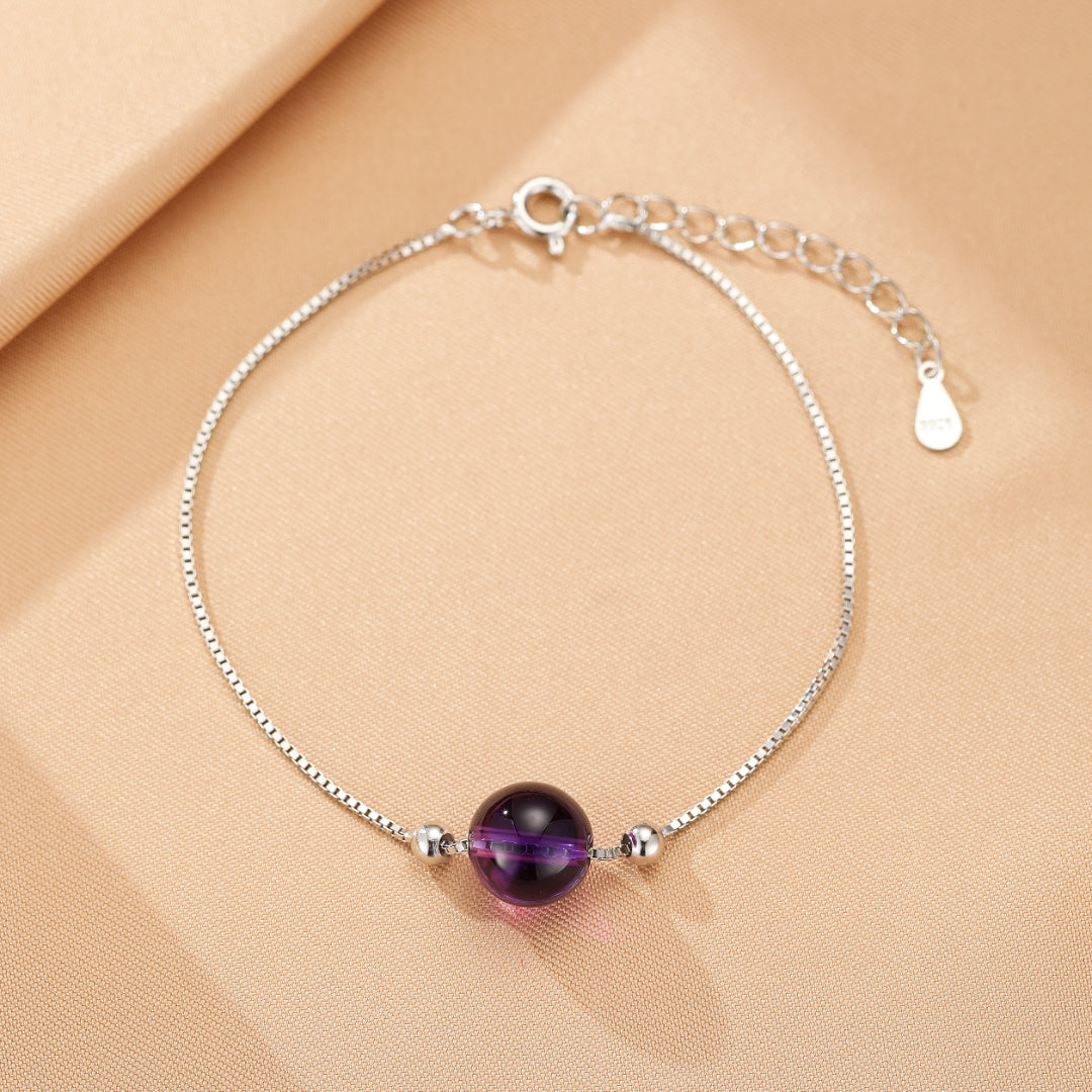 Bracelet Améthyste – Goutte de Douceur, Argent