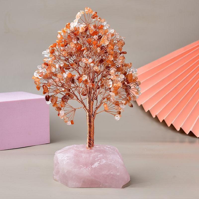 Générosité – Arbre de Vie avec Base en Quartz Rose