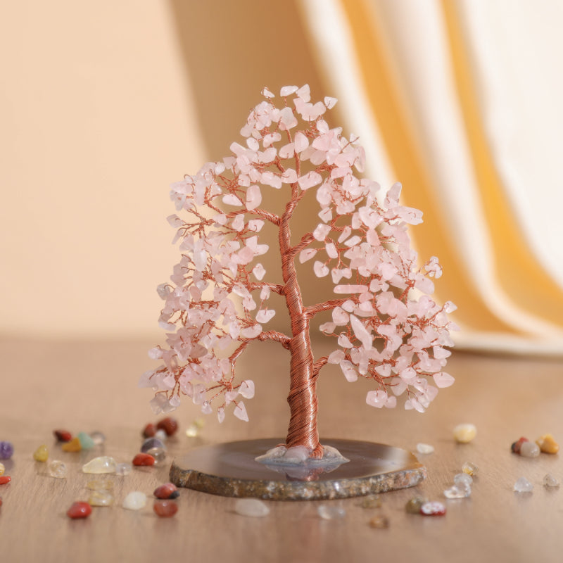 Harmonie Amoureuse – Arbre de Vie en Quartz Rose