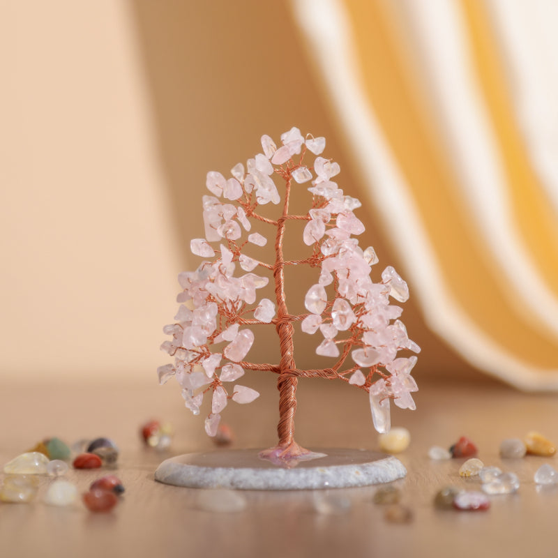 Harmonie Amoureuse – Arbre de Vie en Quartz Rose