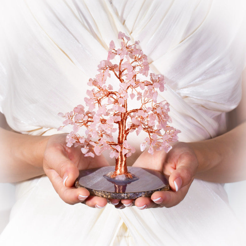 Harmonie Amoureuse – Arbre de Vie en Quartz Rose