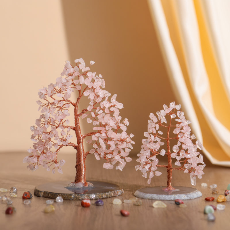 Harmonie Amoureuse – Arbre de Vie en Quartz Rose