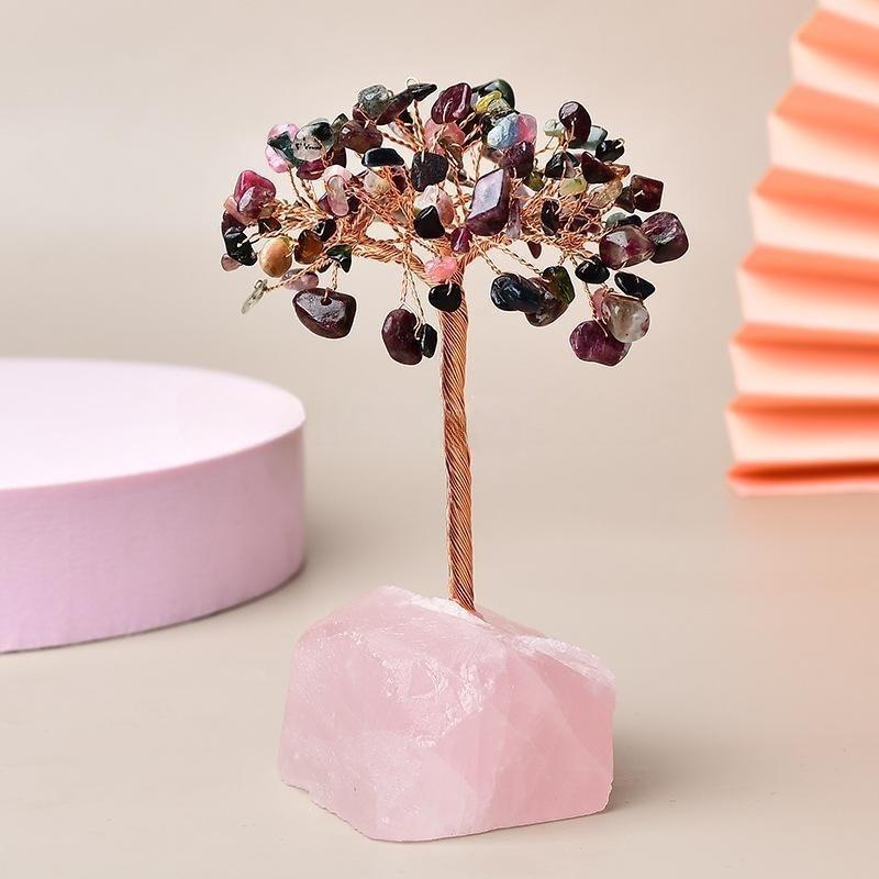 Joie de Vivre – Arbre de Vie avec Base en Quartz Rose