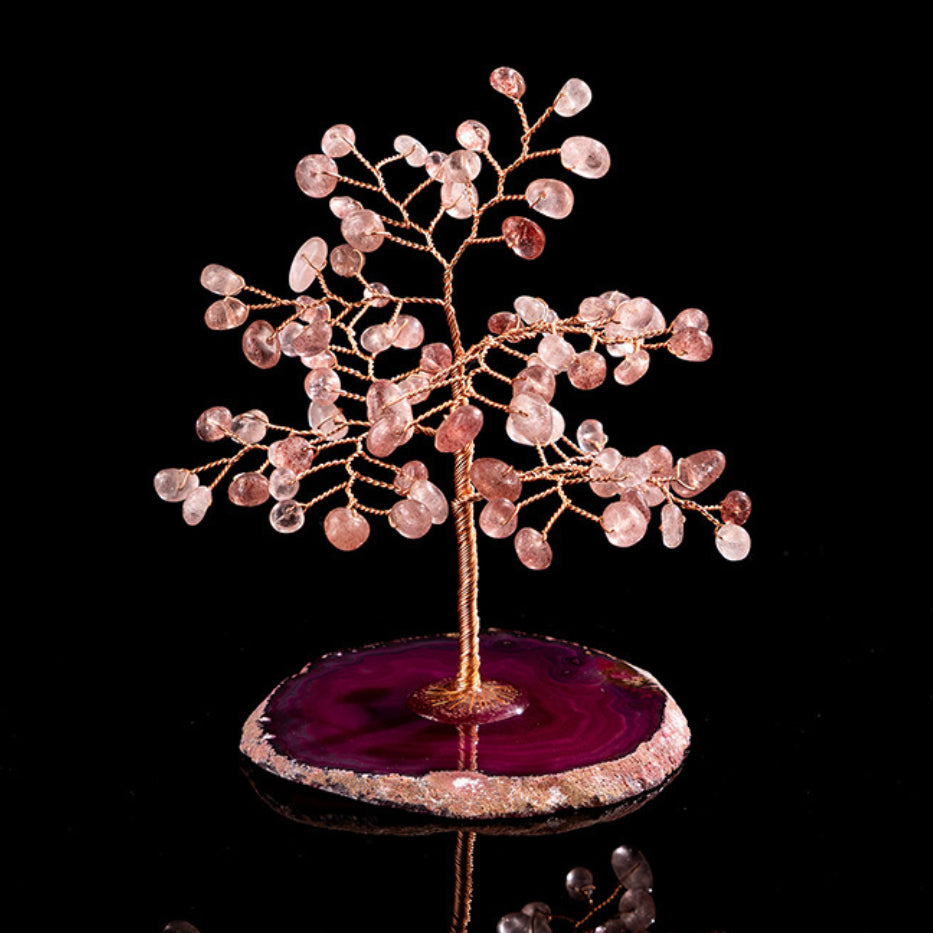 Optimism - Strawberry Quartz and Agate Tree of Life