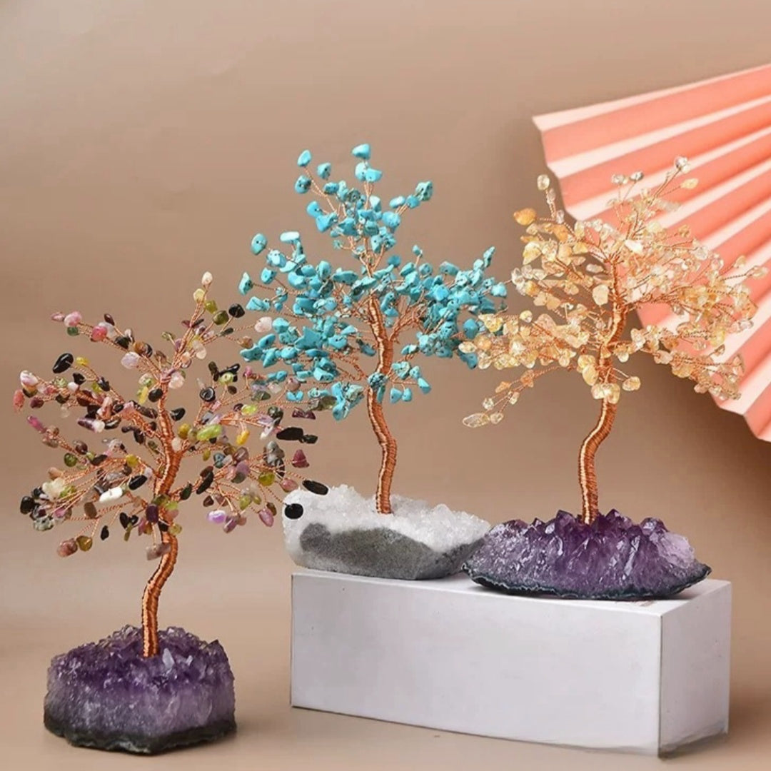 Orée Enchantée – Arbre de Vie en Citrine, Tourmaline ou Turquoise
