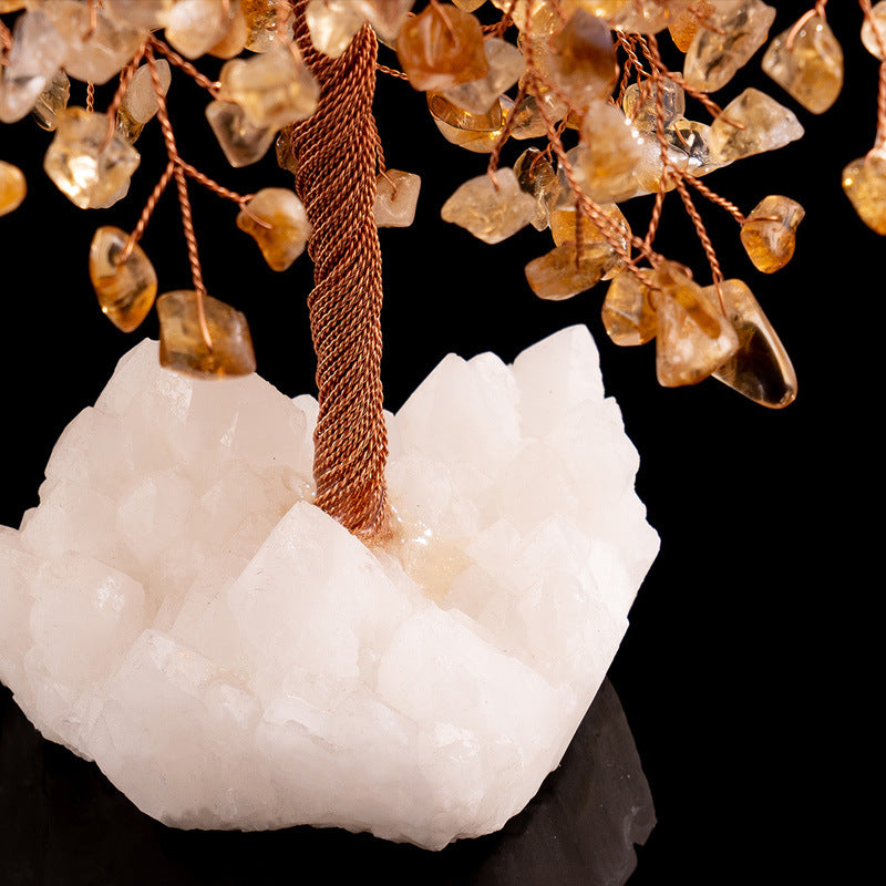 Paix et Prospérité - Grand Arbre de Vie en Citrine et Quartz Clair