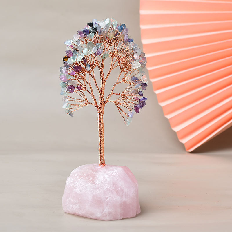 Plaisir – Arbre de Vie avec Base en Quartz Rose
