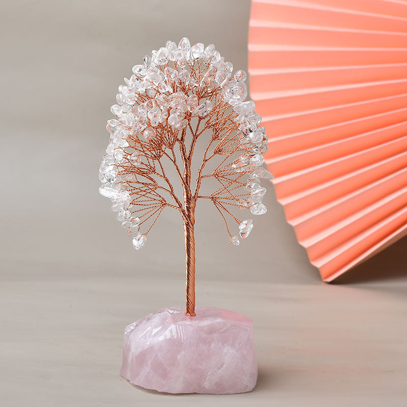 Plaisir – Arbre de Vie avec Base en Quartz Rose