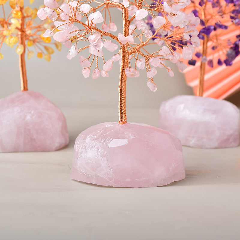 Plaisir – Arbre de Vie avec Base en Quartz Rose