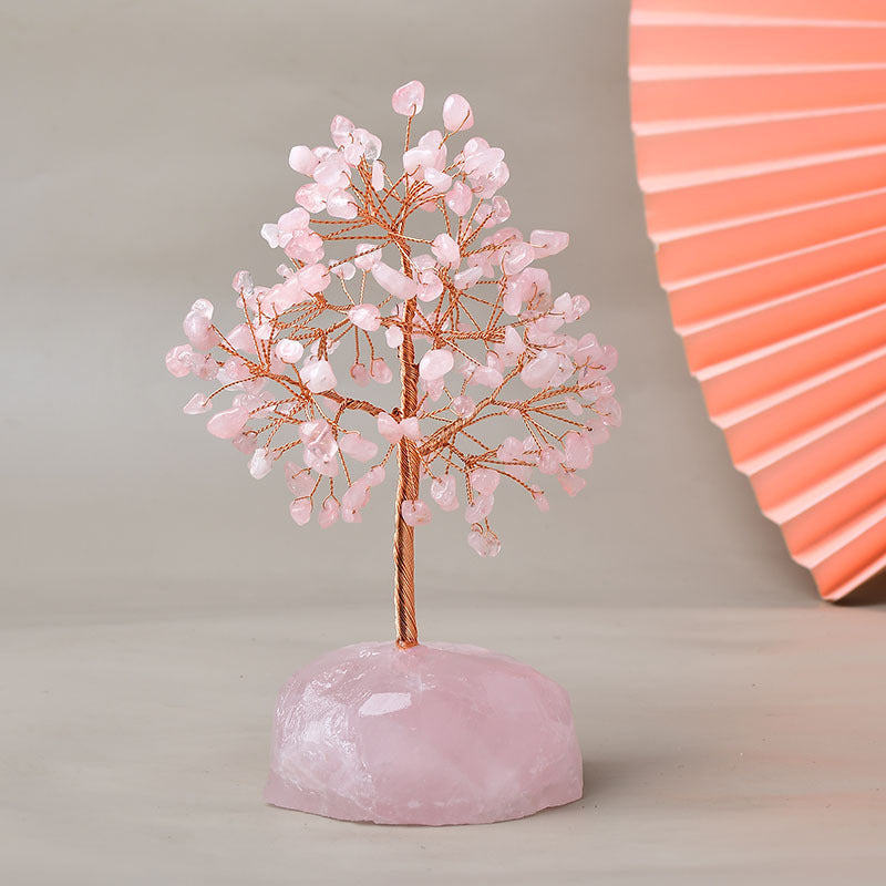 Plaisir – Arbre de Vie avec Base en Quartz Rose