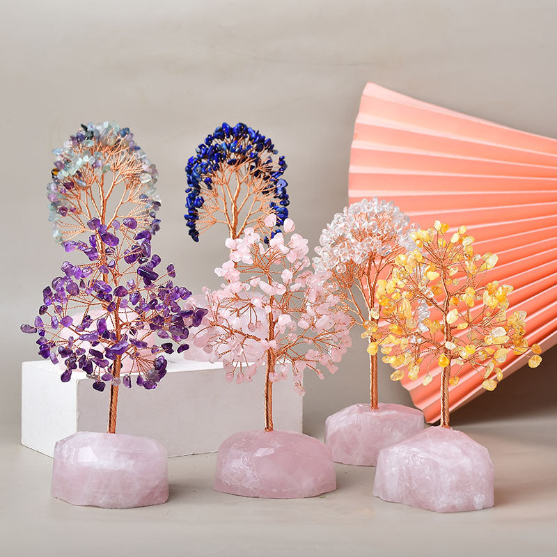 Plaisir – Arbre de Vie avec Base en Quartz Rose