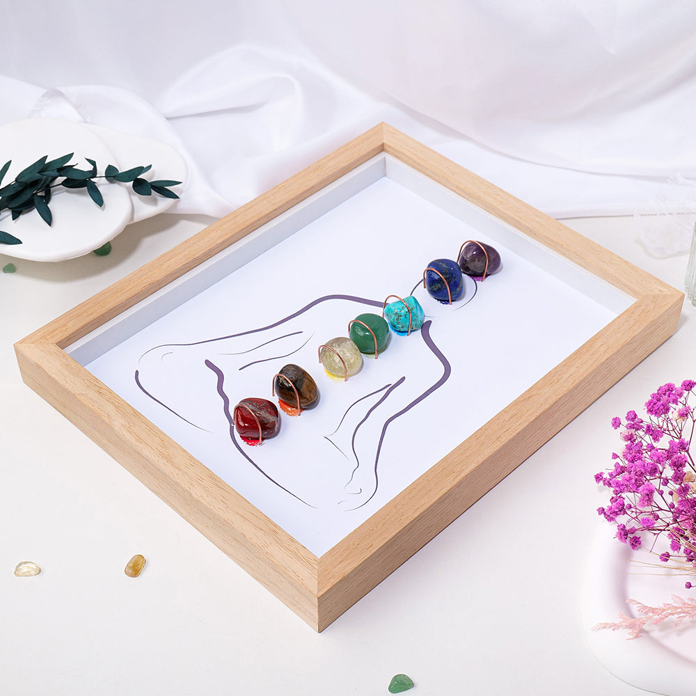Plateau 7 Chakras 'Harmonia' Pierres Naturelles en Cadre