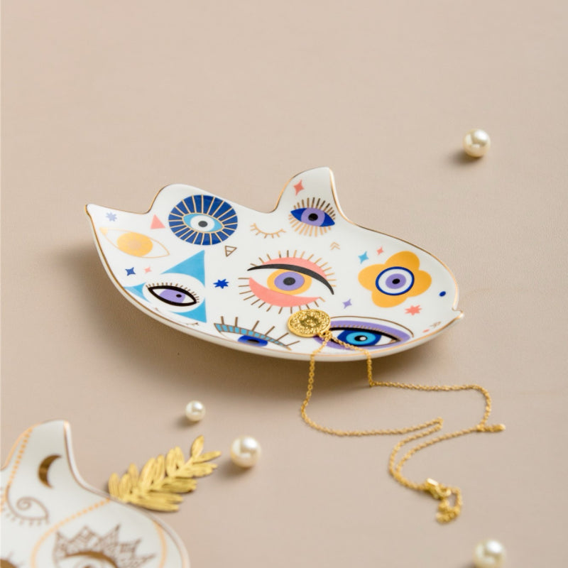Evil Eye Decorative Tray – Bird Charm, Ceramic