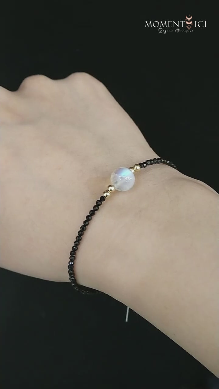 Moonstone and Spinel Bracelet – Light, Gold Plated