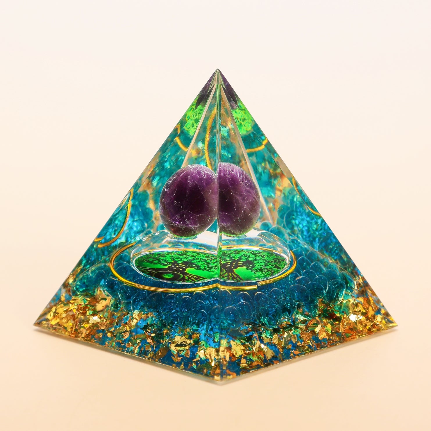Wisdom and Vitality – Amethyst Tree of Life Orgonite Pyramid