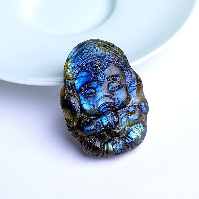 Sculpture Elephant 'Wisdom' in Labradorite