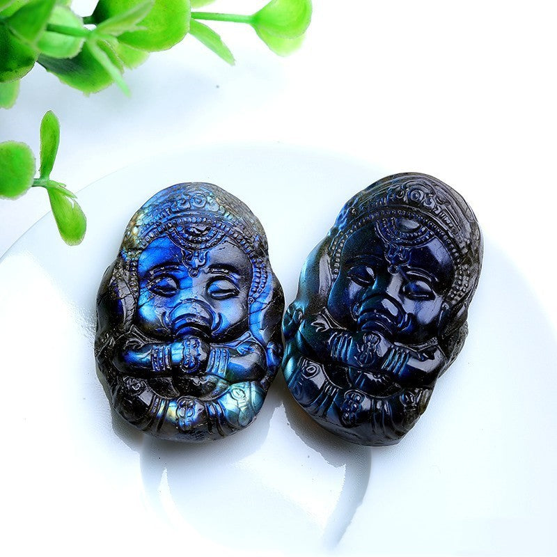 Sculpture Elephant 'Wisdom' in Labradorite