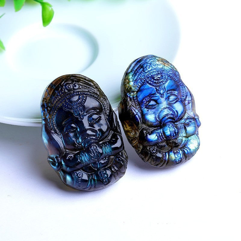 Sculpture Elephant 'Wisdom' in Labradorite