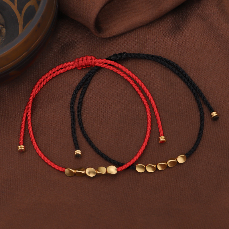 Bracelet "Flot" en Fil Rouge de couleur noire et rouge