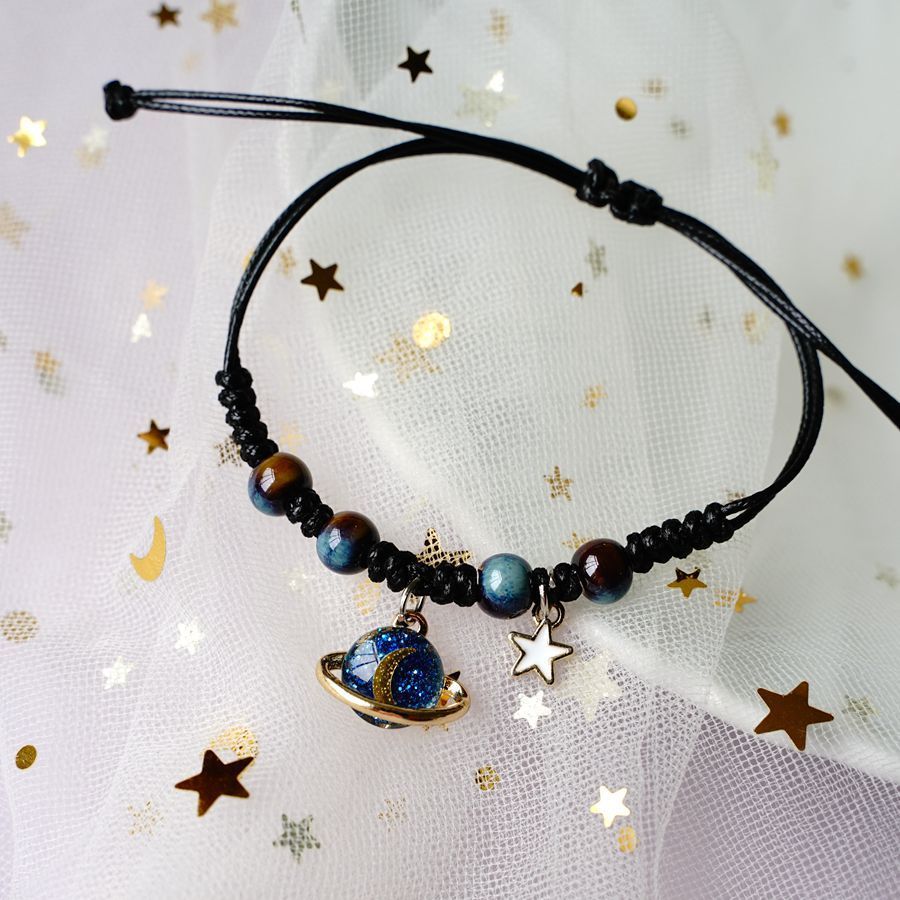 Bracelet « Rêverie » Amour en Lune et Étoile - Bleu