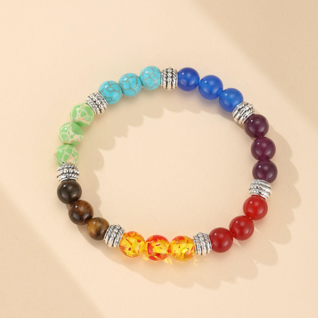 Bracelet 7 Chakras en Pierres Naturelles – Sphères de Lumière