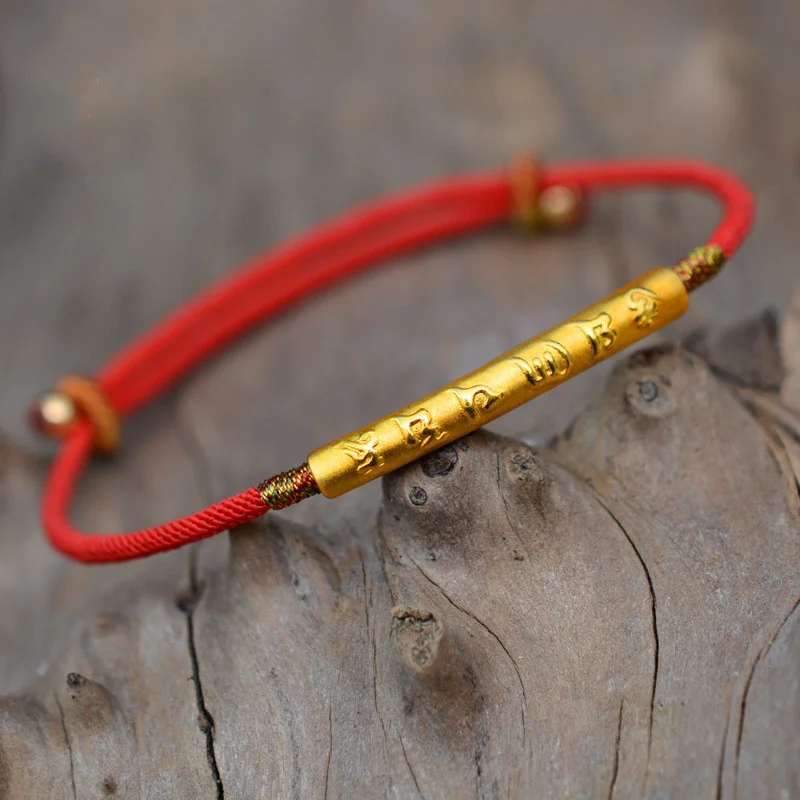 Bracelet Couple Six Mantras – Mon Bonheur, Fil Rouge