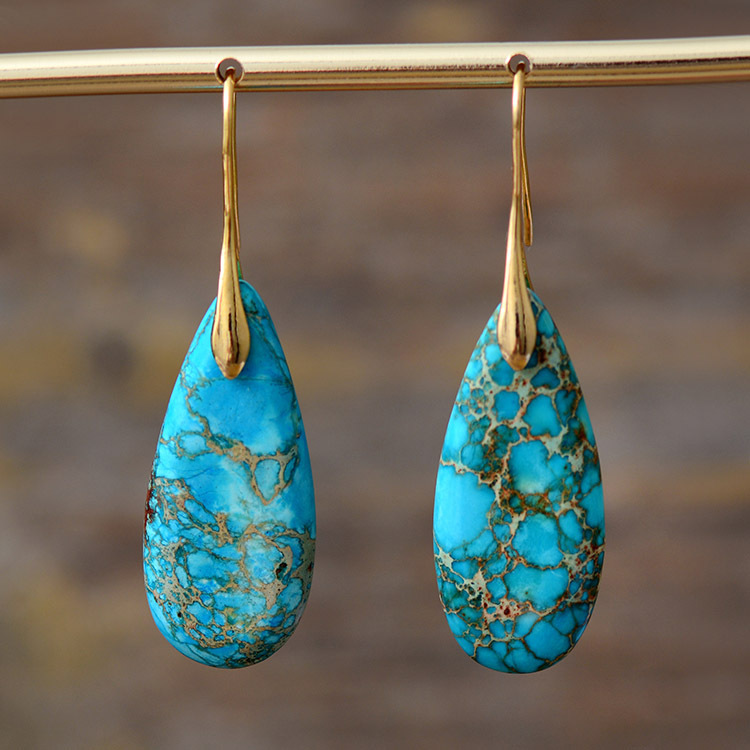 Boucles d’Oreilles Turquoise – Majestueuses - Or