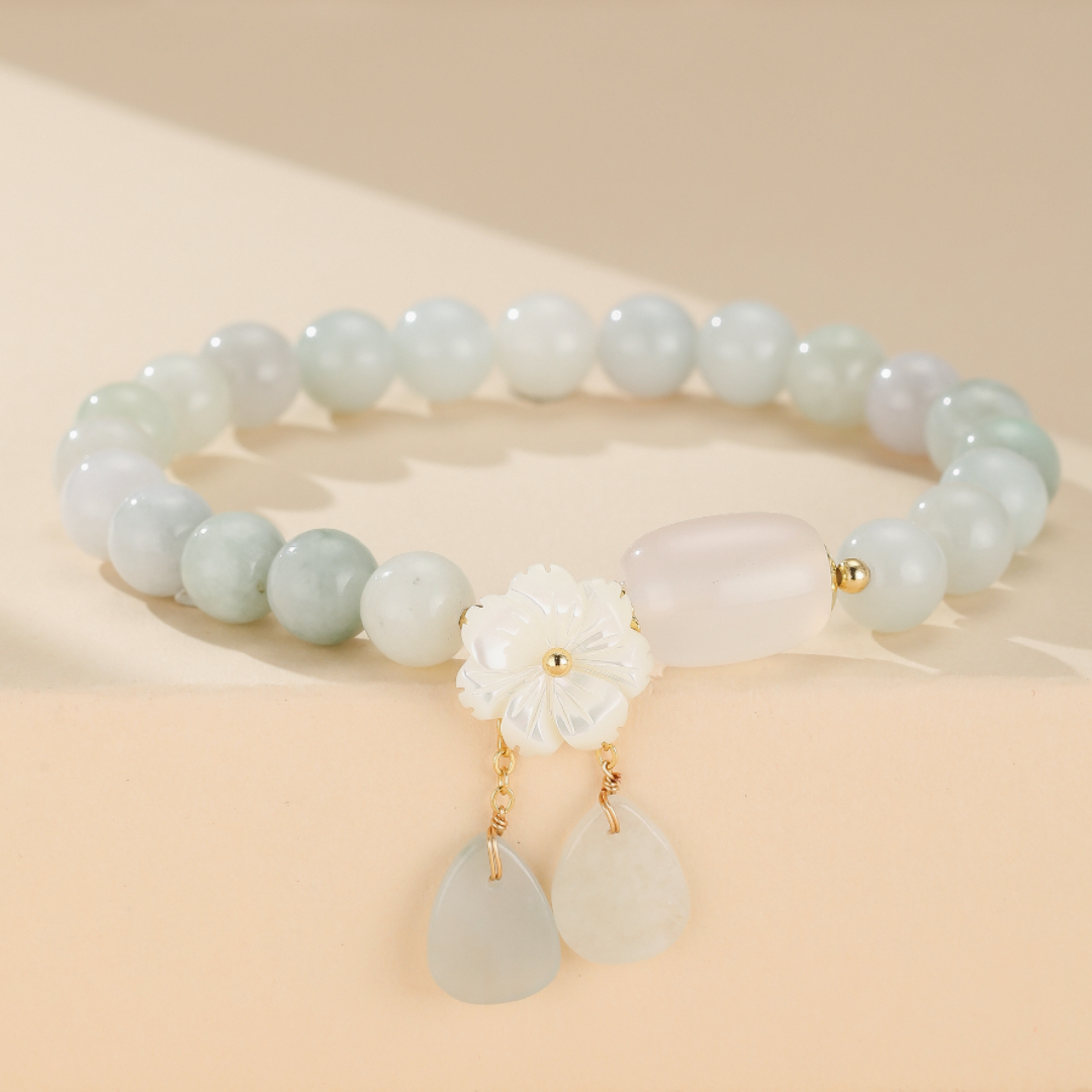 Bracelet Jade Blanc et Agate – Porte Bonheur