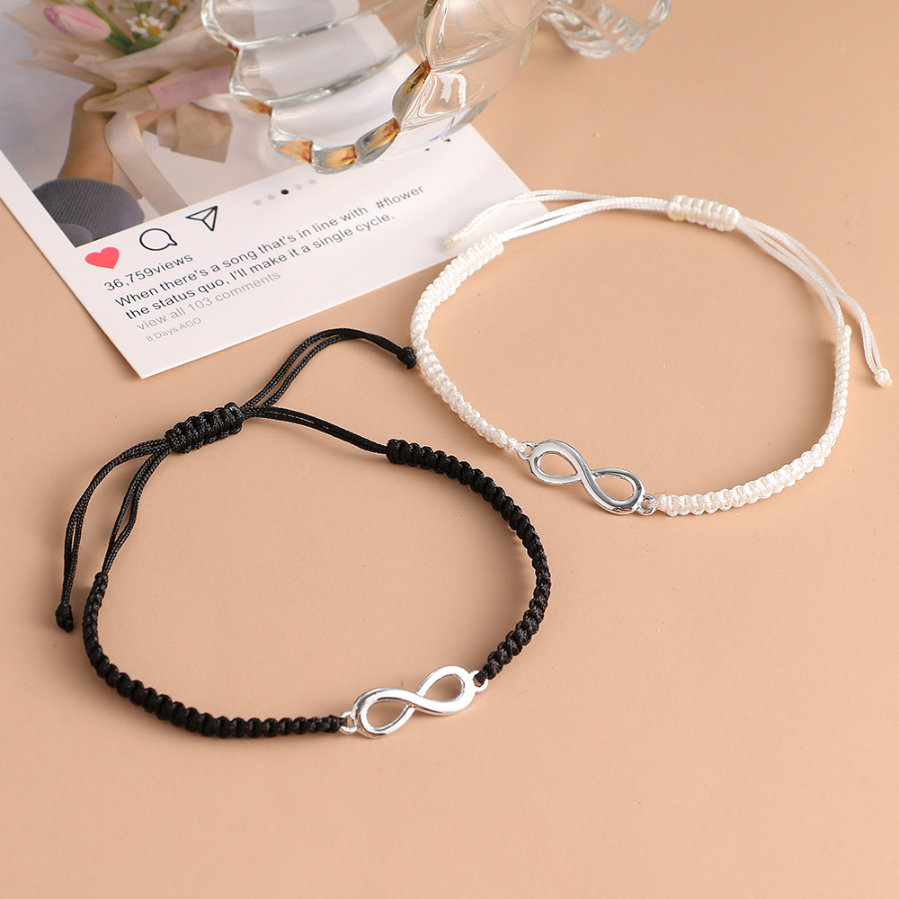 Bracelet Couple « Infini » en Noir et Blanc