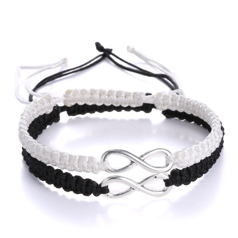 Bracelet Couple « Infini » en Noir et Blanc