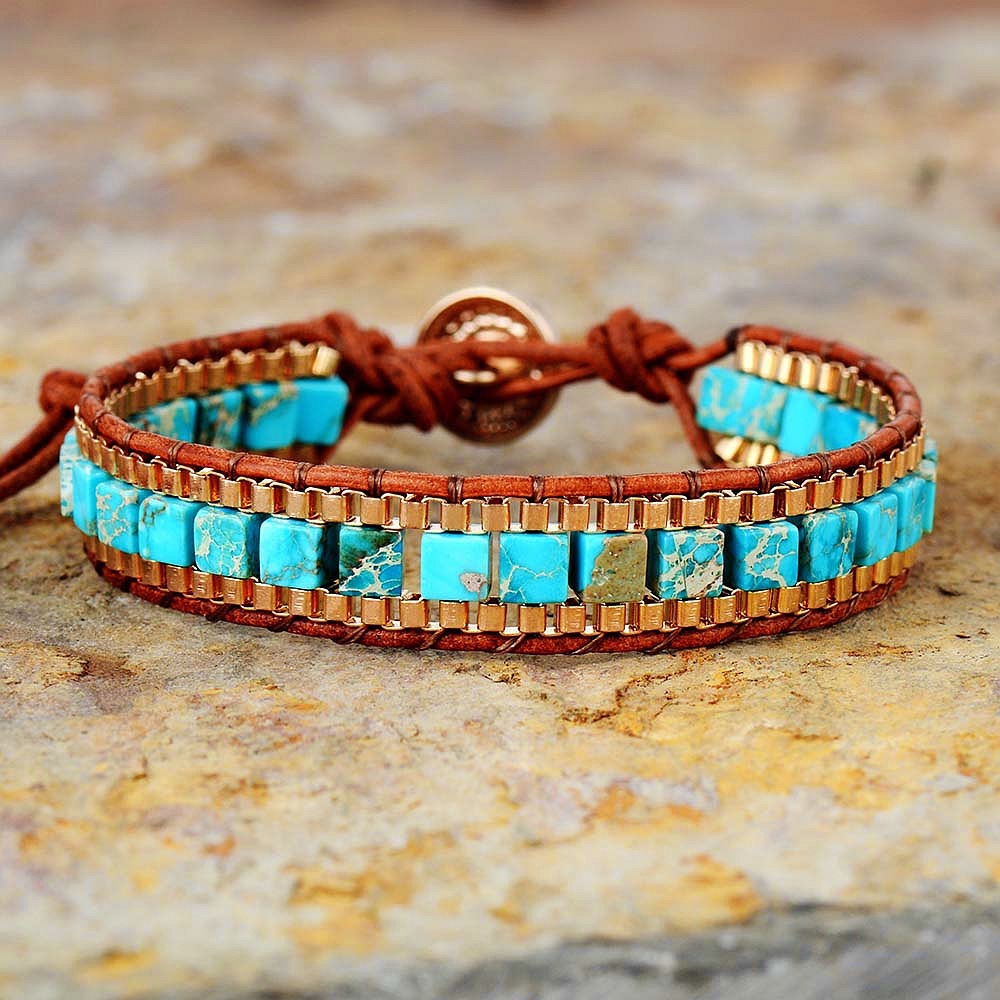 Bracelet Turquoise  – Terre et mer, Cuir