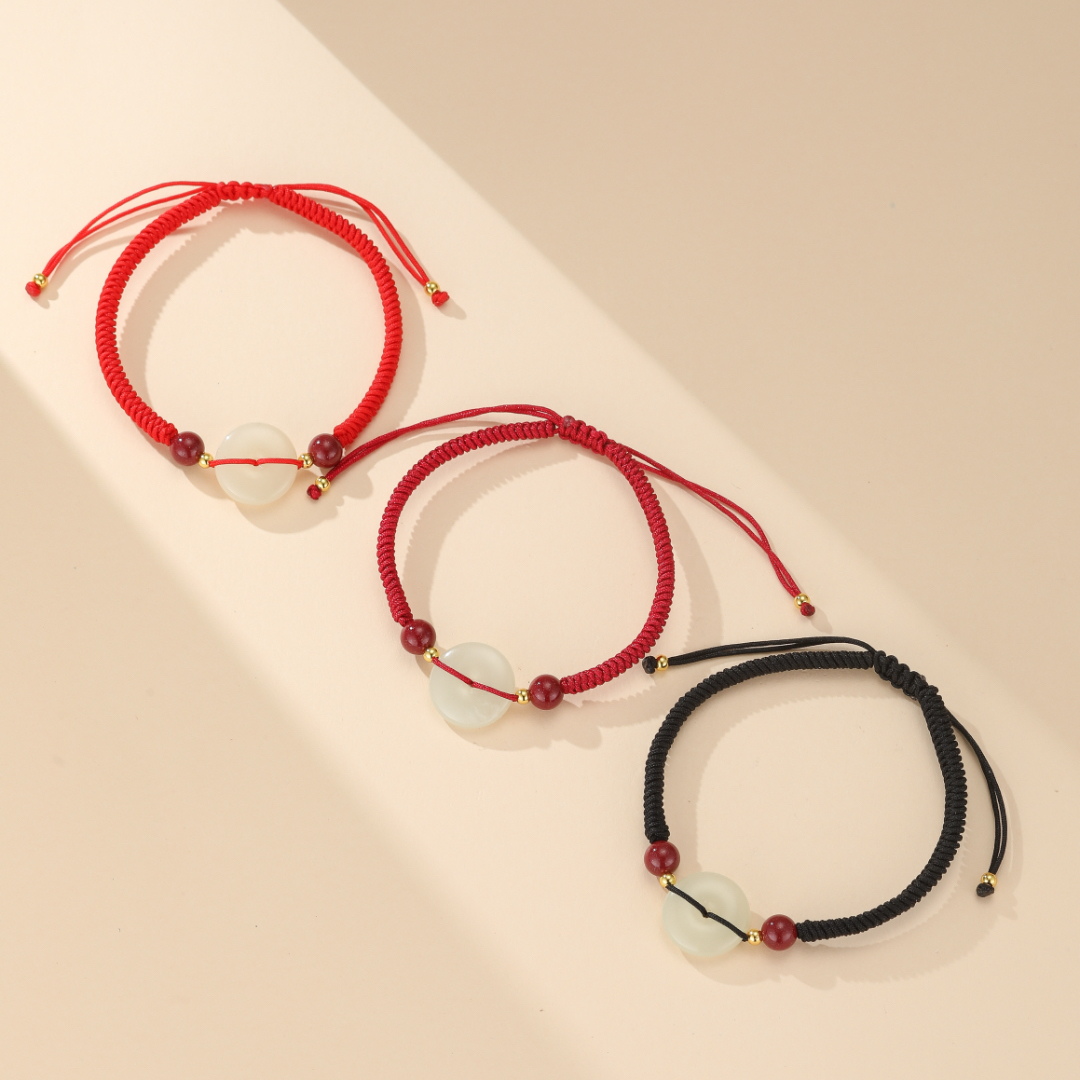 Bracelet Couple Jade – Bonbon, Fil Rouge