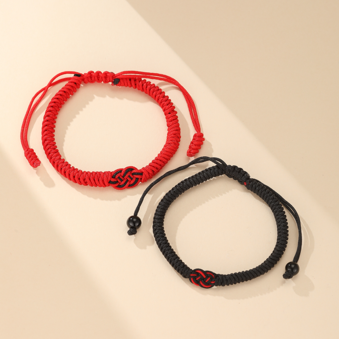 Bracelet Couple / Ami « Dragon » en Fil Rouge