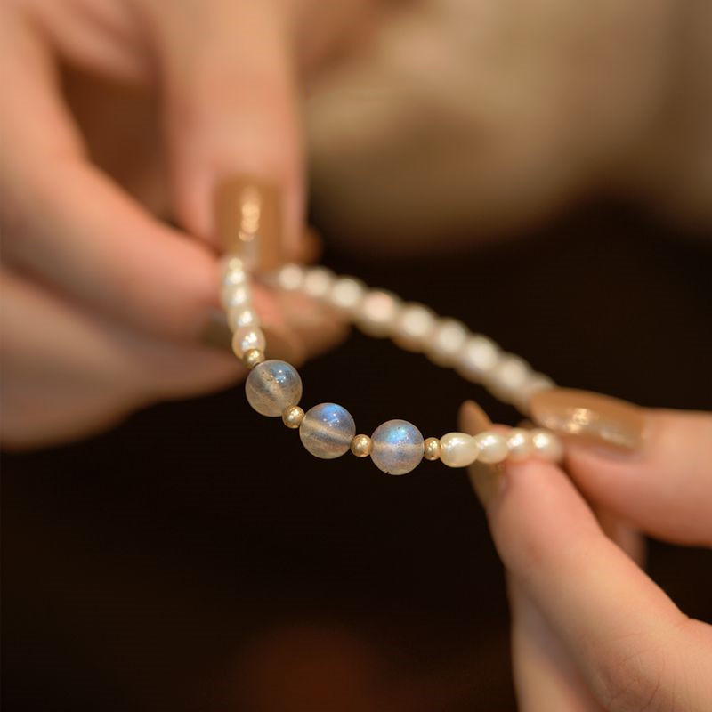 Bracelet Anti-stress "Duchesse" en Labradorite et Perle
