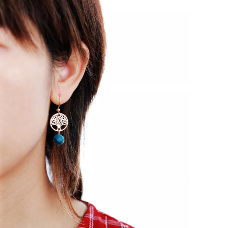 Boucles d'Oreilles Arbre de Vie "Voyage" en Apatite