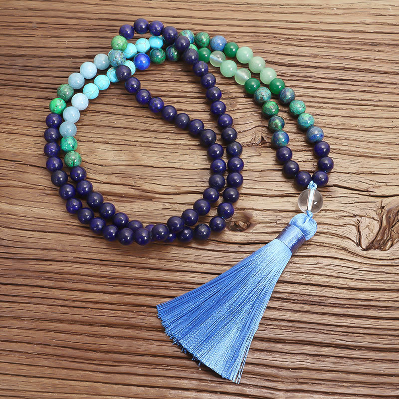 Ensemble bracelet et collier / mala en Lapis Lazuli et Aventurine