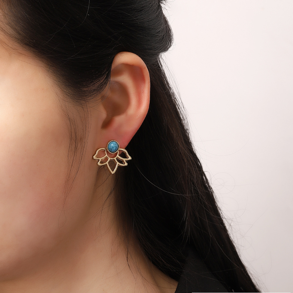 Boucles d'Oreilles Lotus en Turquoise – Confiance