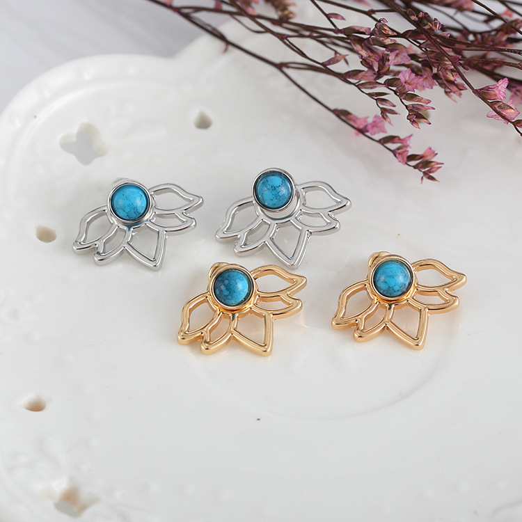 Boucles d'Oreilles Lotus en Turquoise – Confiance