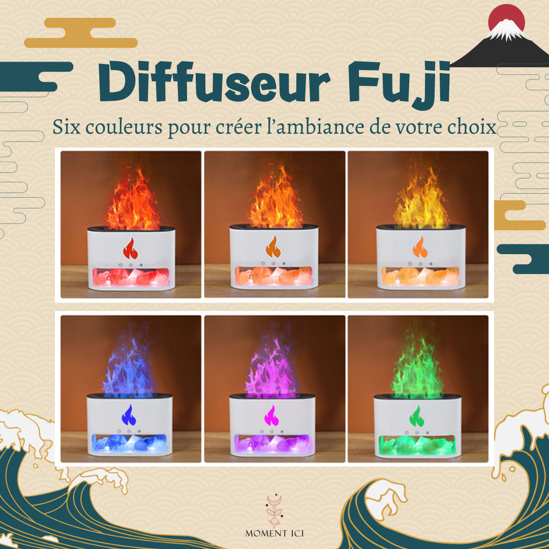 Diffuseur d'Huile Essentielle "Fuji" avec un effet Flamme en Cristal de Sel