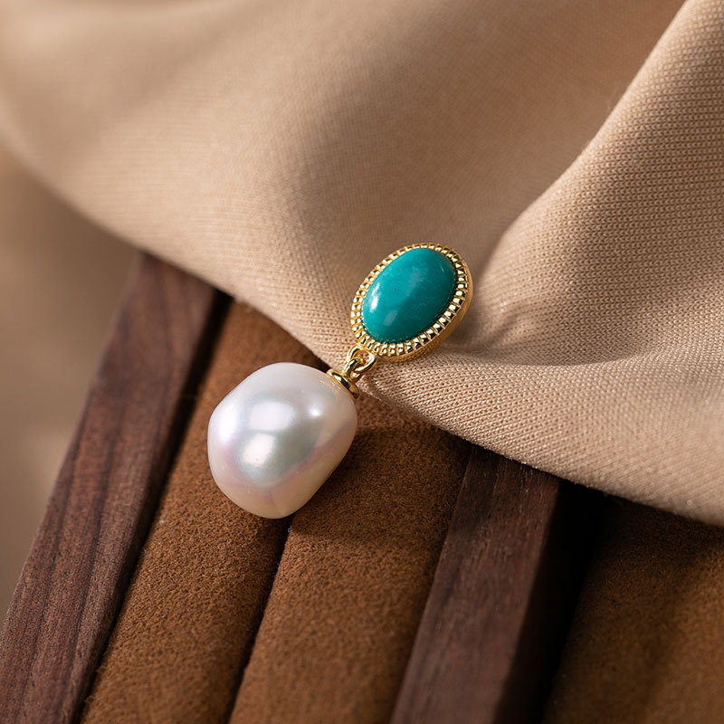 Pendentif 'Azure' en Perle et Turquoise