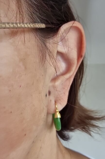 Boucles d'oreille Créoles 'Chance' en Jade, Argent et Or photo review
