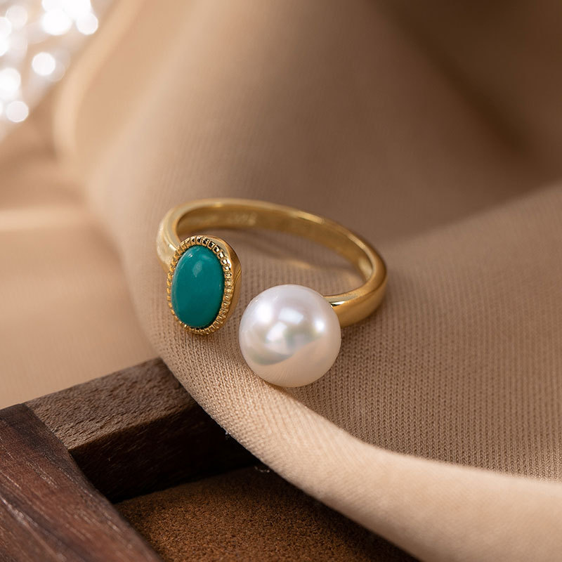 Bague 'Azure' en Perle et Turquoise
