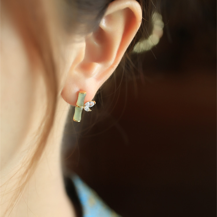 Boucles d’oreille ‘Esprit Bambou’ en Jade