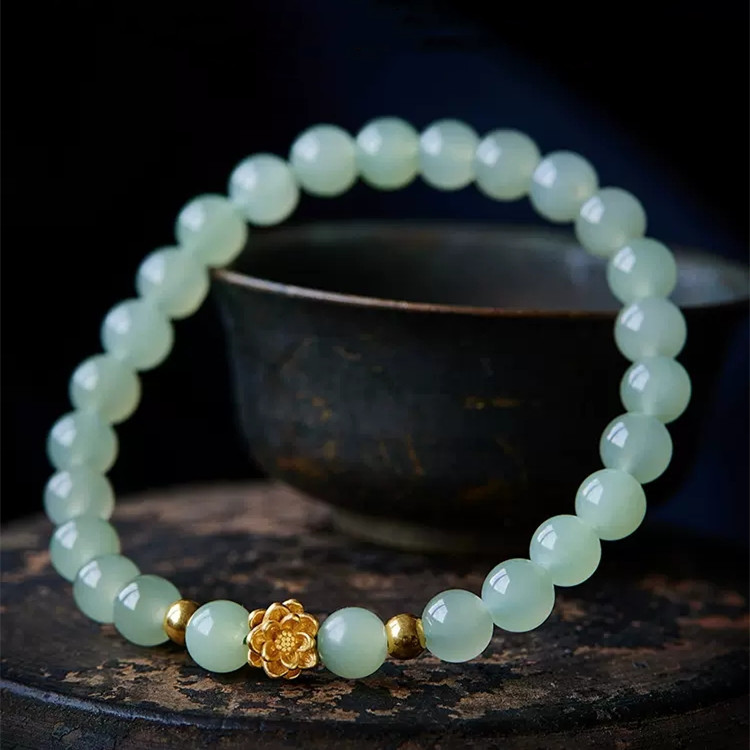Bracelet Jade Lotus – Réussite, Plaqué Or