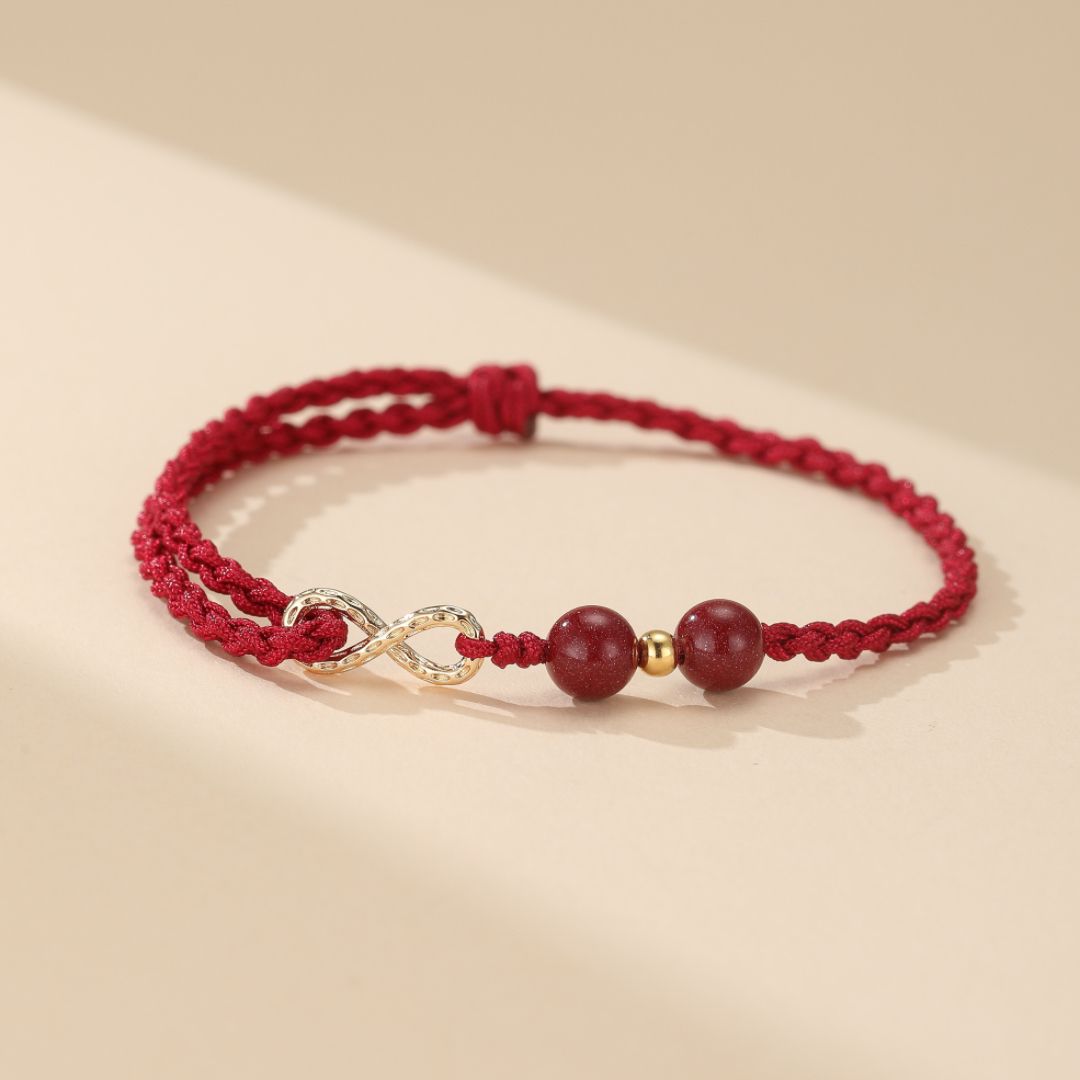 Bracelet Fil Rouge – Bonheur Infini, Plaqué Or