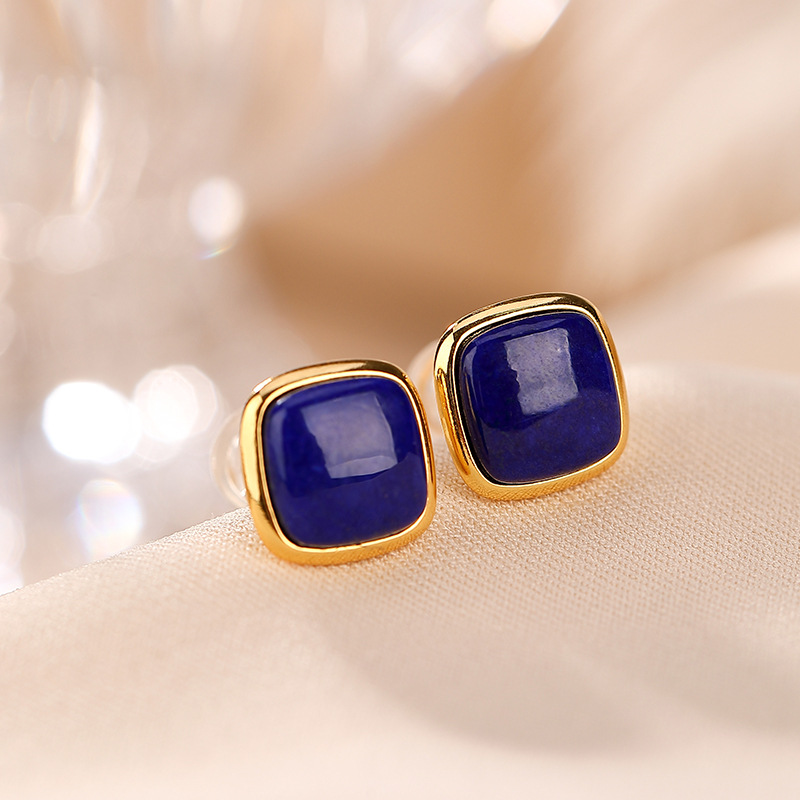 Boucles d'Oreilles Lapis Lazuli – Confiance, Argent Plaqué Or