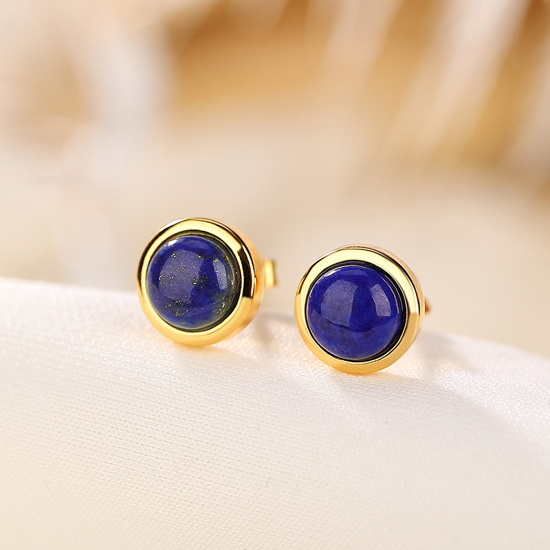 Boucles d'Oreilles Lapis Lazuli – Énergie, Argent Plaqué Or