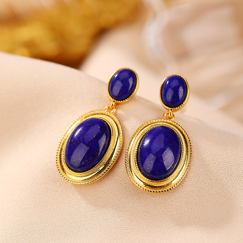 Boucles d'Oreilles Lapis Lazuli – Sérénité, Argent Plaqué Or