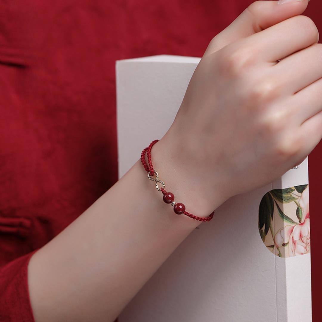 Bracelet Fil Rouge – Bonheur Infini, Plaqué Or